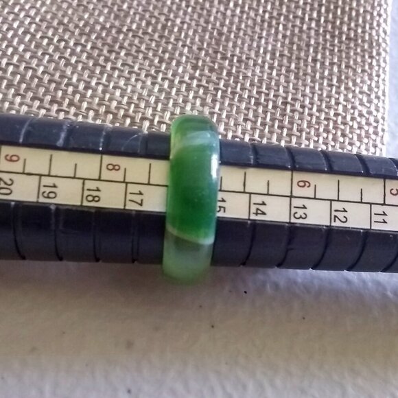 Beautiful Green Banded Agate ~ Slim Stone Ring Band Size 7 ~ Prosperity Rings - Picture 9 of 13